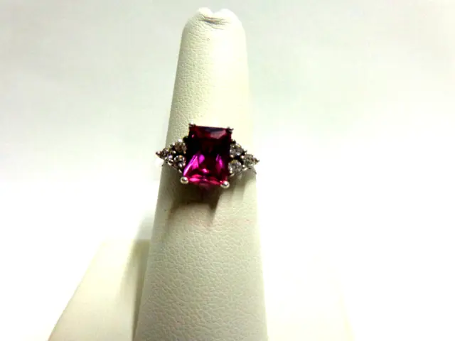 sterling silver pink/white sapphire ring sz 6 wgt 2.8 grams tcw 1.12