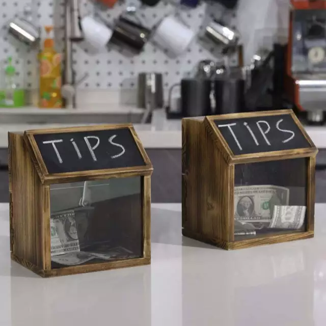 Wood Locking Tip Collector, Donation or Suggestion Box with Chalkboard, Set of 2
