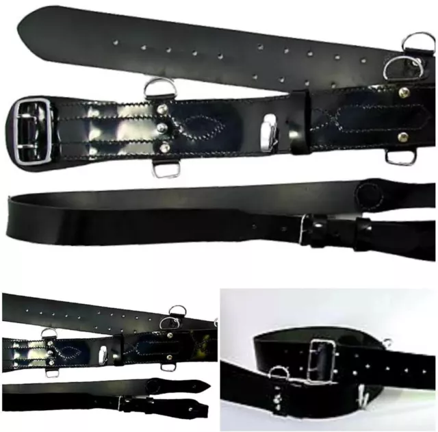 Sam Browne Belt BLACK LEATHER Complete Genuine British Military army cross