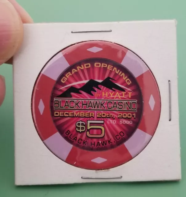 OBSOLETE! (5000 Made) BLACK HAWK CASINO By Hyatt GRAND OPENING $5 Gaming Chip OBSOLETE! (5000 Made) BLACK HAWK CASINO By Hyatt GRAND OPENING $5 Gaming Chip