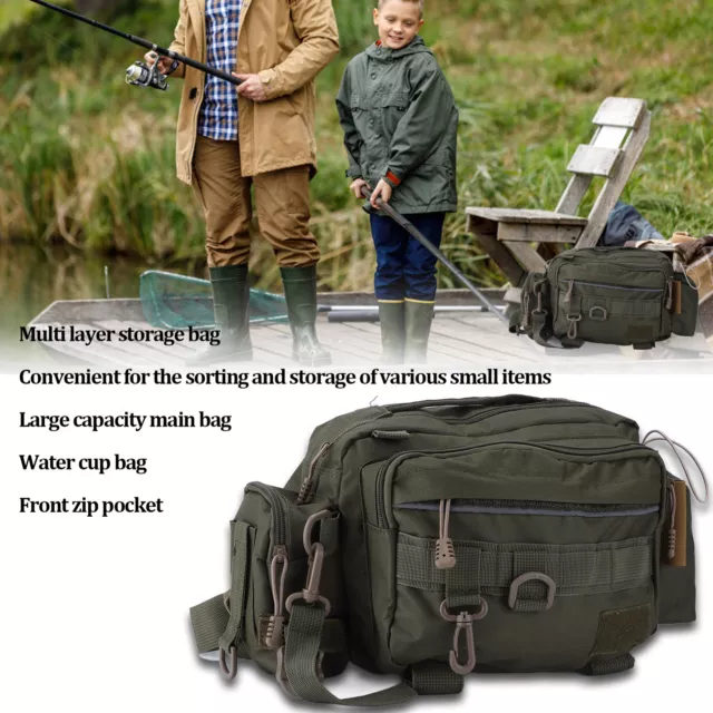 (ArmyGreen) Fishing Storage Bag Fishing Gear Sling Pack Large Capacity