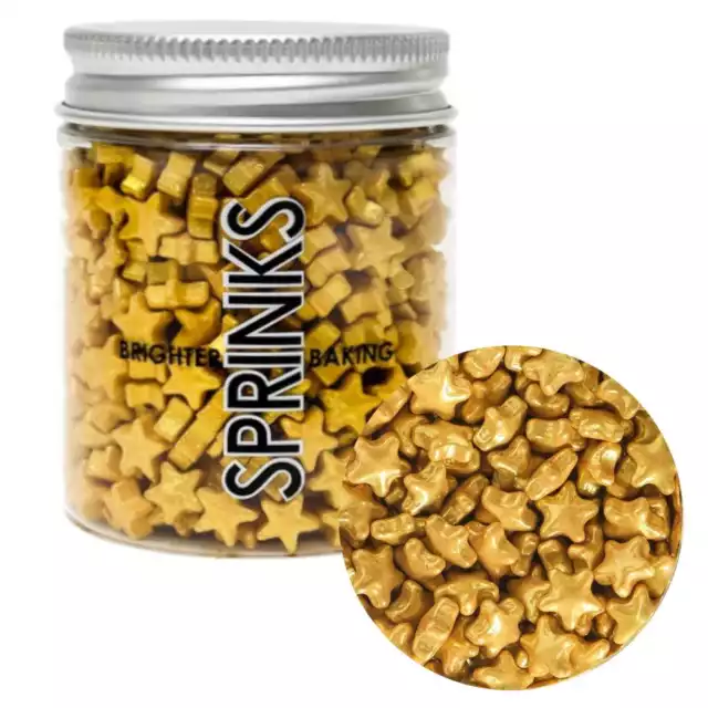 Sprinks Gold Stars 70g Jar Sprinkles Cupcake Christmas Princess Hollywood Party