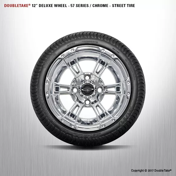 Set De 4 Double Take Chrome 57 Séries Roue Et Pneu 12 " Golf Cart