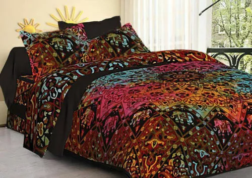 Multi Tie Dye Cotton Mandala Reversible Bedding Duvet Doona Cover Set Blanket Ar