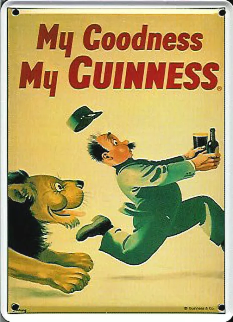 Guinness Lion miniature metal sign / postcard  110mm x 80mm