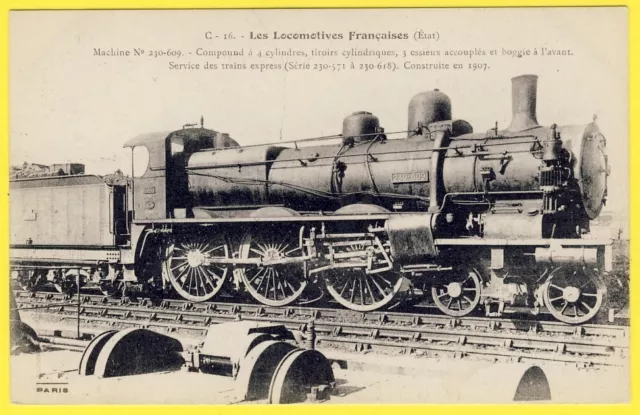 cpa LOCOMOTIVE à VAPEUR (Etat) SERVICE des TRAINS EXPRESS construite en 1907