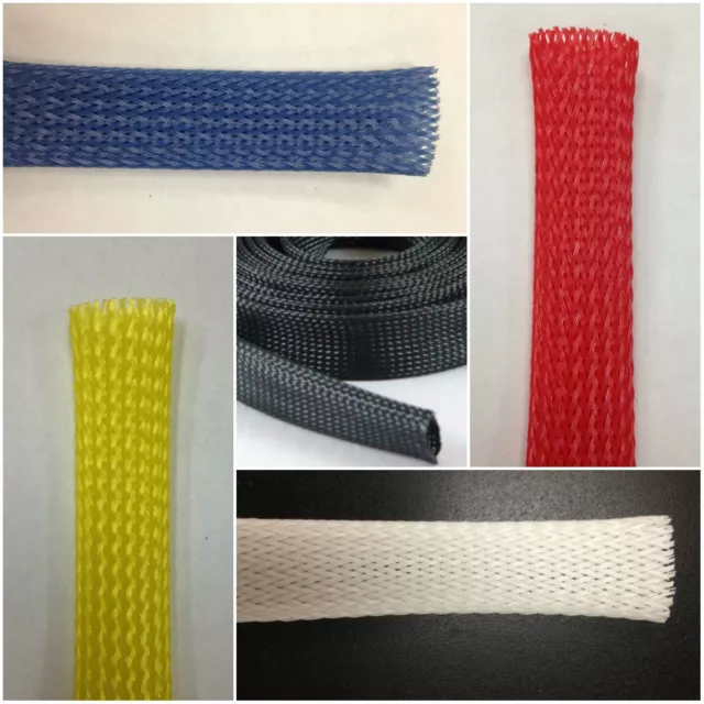 Braided Expandable Sleeve - Wire and Cable Loom Sleeving - Choose Color & Size