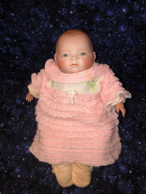 Antique 14” Grace Putnam Bye-Lo Bisque Head Baby Doll celluloid hands