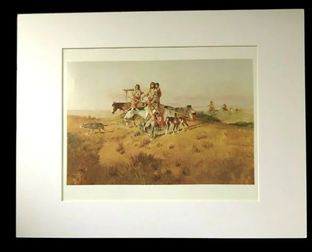 Charles M Russell "Following The Buffalo Run" 11 x 14 Matted Western Print