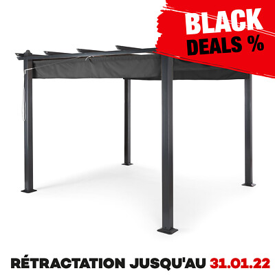 Gris Blumfeldt Pavillon de jardin 244 x 260 x 152 cm auvent grill polyester resistant 