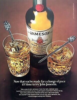 1982 John Jameson Irish Whiskey Bottle Glass photo Change of Pace promo print ad