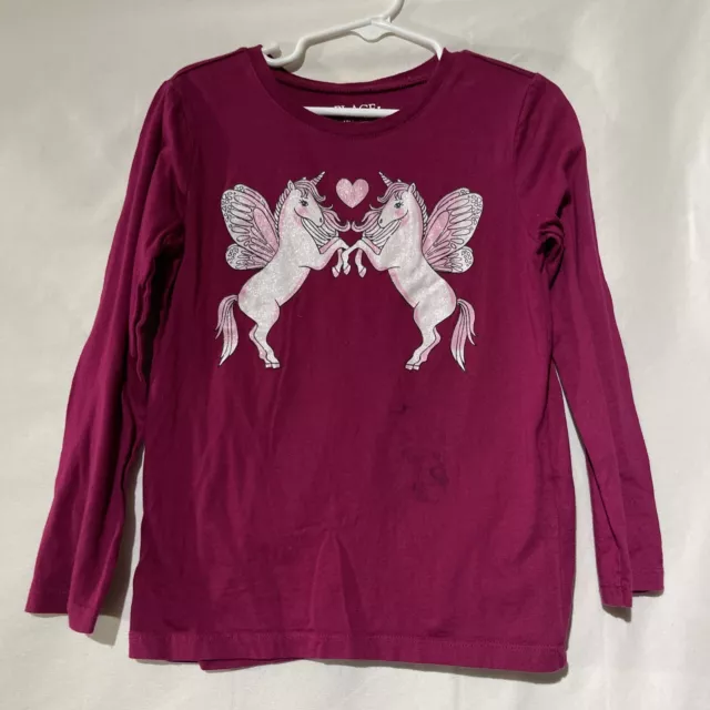 Children’s Place Girls Long Sleeve Graphic T-shirt Size Small 5-6 Pink Unicorn