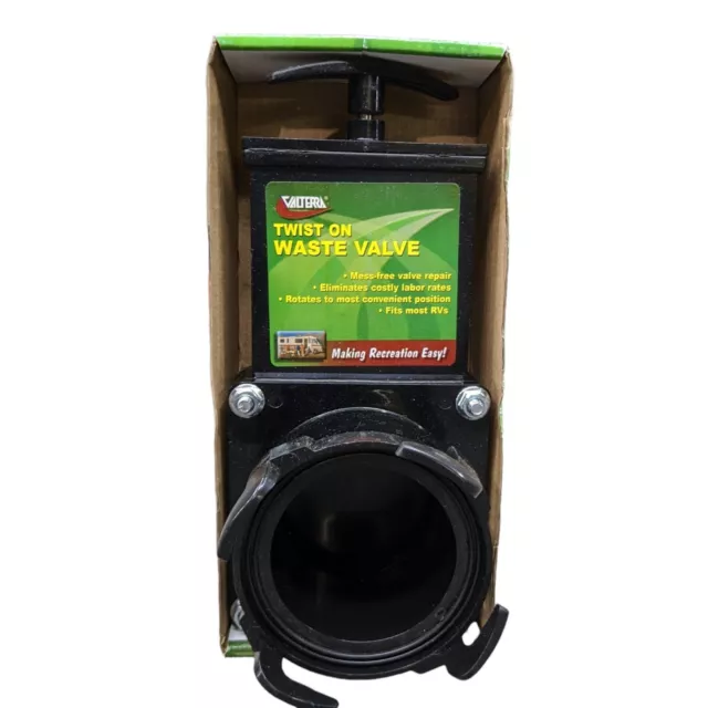 Valterra Black T58 Twist-On Waste Valve Mess-Free for RV's, Campers, Trailers 3"