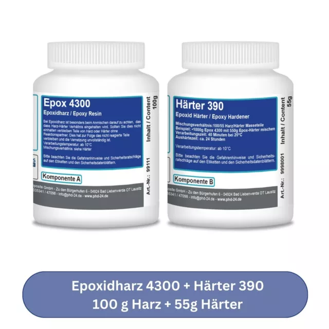 100g Epoxidharz Gelcoat 4300 mit 55g Härter 390 System für Beschichtungen 2