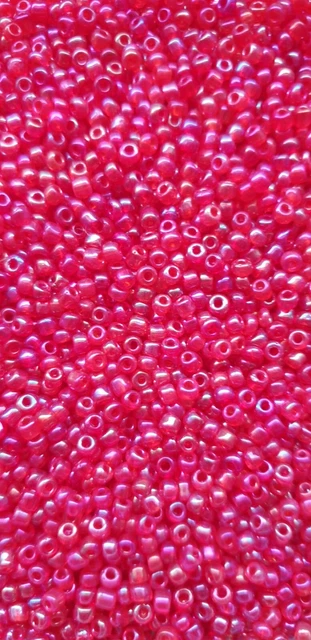 100g Rocailles Indianerperlen Saatperlen Seedbeads basteln irisierend rot