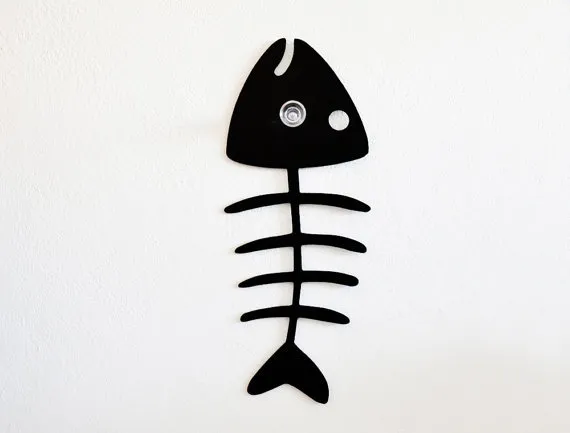 Fish Bone Silhouette - Wall Hook / Coat Hook / Key Hanger