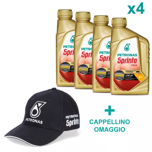 Olio Motore 4 Tempi Sintetico PETRONAS Sprinta F900 10W-50 Kit 4L + Omaggio