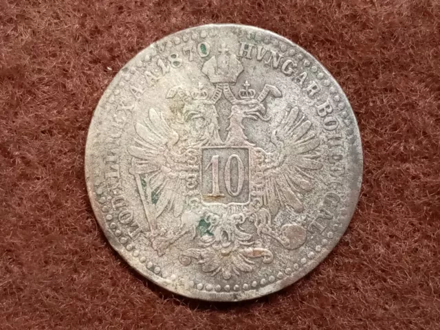 Austria: 10 Kreuzers 1870 (silver)
