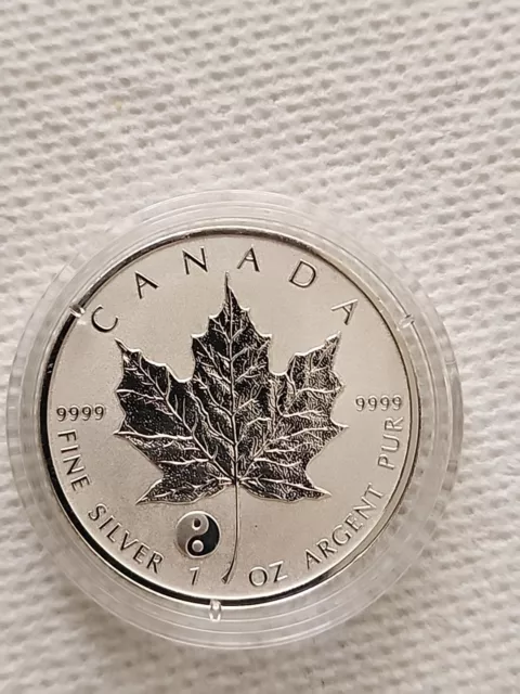 (1) 2016 Canada $5 1oz .9999 Silver Maple Leaf * YIN YANG PRIVY * Rev Proof Coin