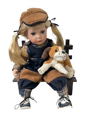 Heritage Signature Collection JAIME The Tomboy Porcelain Doll w/ Dog & Bench