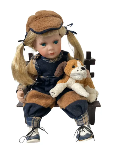 Heritage Signature Collection JAIME The Tomboy Porcelain Doll w/ Dog & Bench