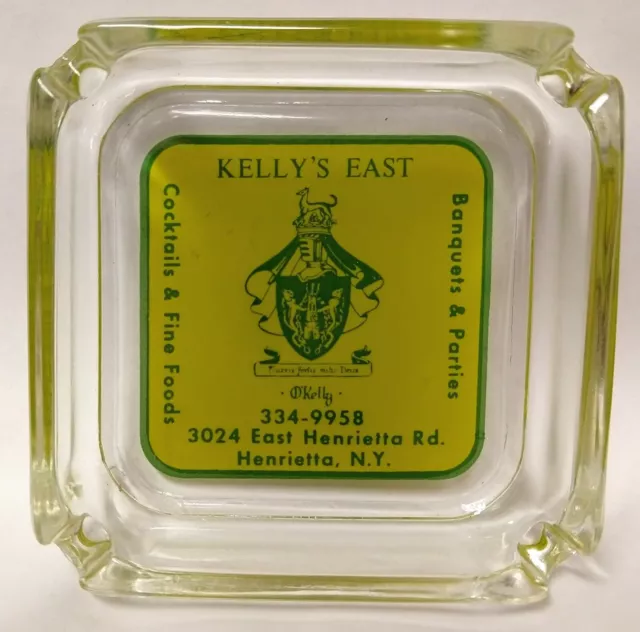 Vintage Advertising Ashtray "Kelly's East Cocktails & Fine Foods, Henrietta, NY