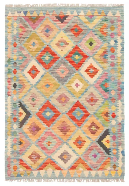 Vintage Hand Woven Carpet 3'6" x 4'11" Traditional Wool Kilim Rug