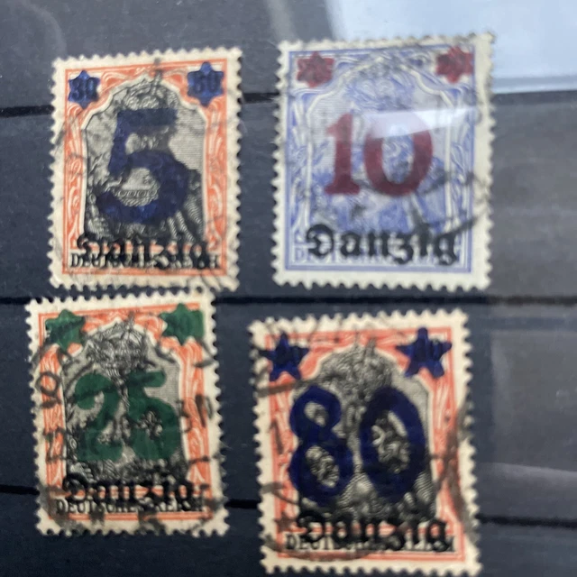 #096 Freie Stadt Danzig  MiNr. 16, 17, 18 , 20. MiWert 15.00, gestempelt