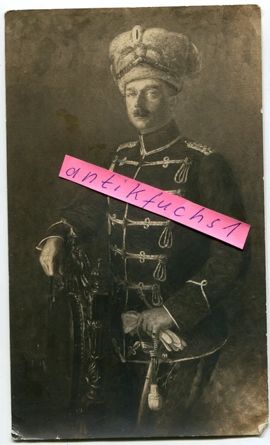 Portrait-Foto :  Husaren Major aus Sachsen mit Pelzmütze