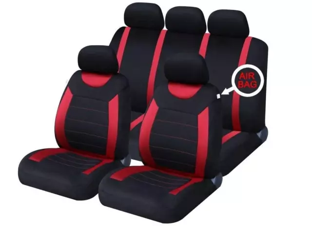 Red&Black Mesh Full Set Front/Rear Car Seat Covers for Seat Leon All Years