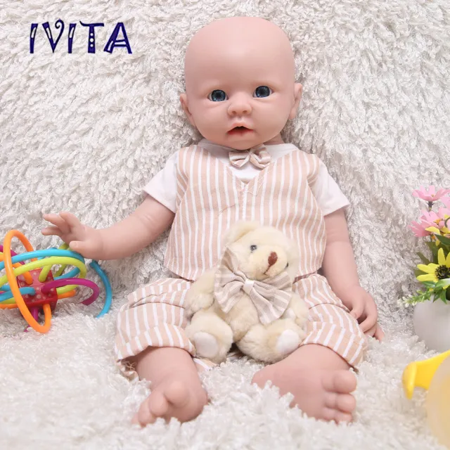 20'' Silicone Reborn Baby Boy Blue Eyes Adorable Doll Soft Silicone Baby Doll 3