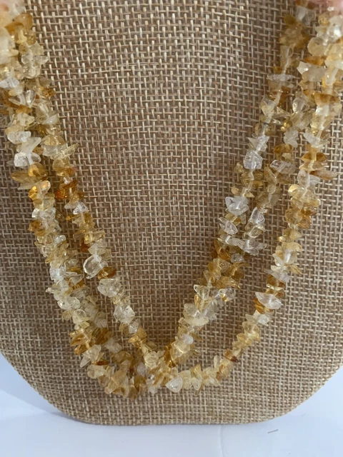 Long Glass Beads Peach and Little Green Necklace 2