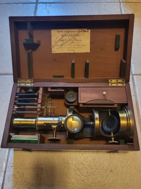 Lerebours Et Secretan Paris Ancien Microscope Achromatique Laiton 1850 Coffret