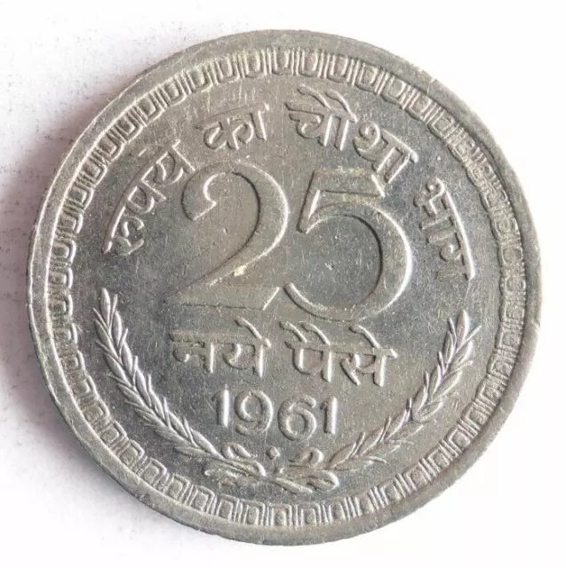 1961 India 25 Paisa - Excelente Moneda Bin #163