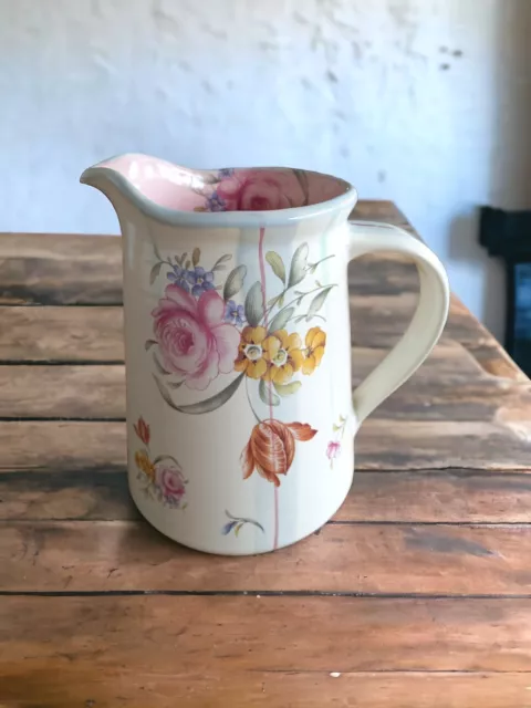 Large Robert Gordon Australian Pottery Floral Pitcher Jug Shabby Chic 1.5 Litre