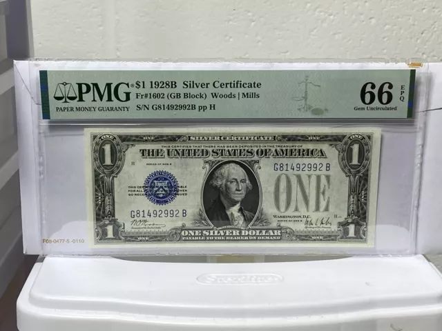 1928-B $1 Silver Certificate - Funnyback GB Block PMG 66 EPQ !! BEST PRICE! L👀K