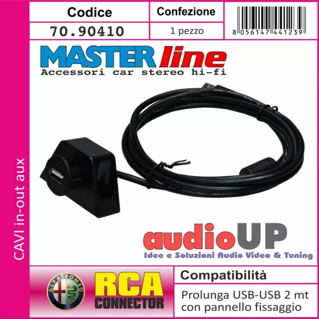 Presa Usb Da Pannello 2.0 Adattatore Prolunga Per Monitor E Autoradio Lung: 2 Mt