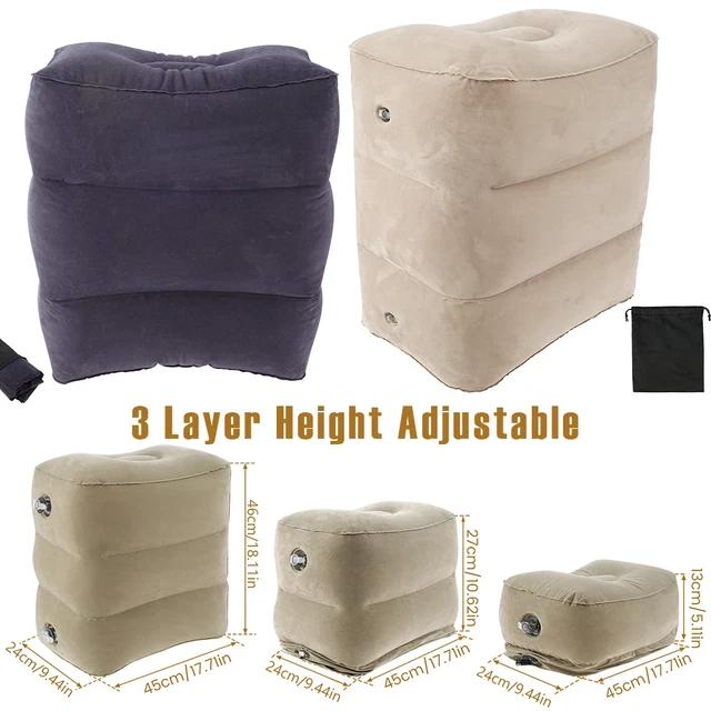 Repose Pied Voiture 7 Pcs Repose-Pieds Gonflable De Voyage Hauteur Réglable 3 Couches Lit D'Avion Pour Enfants Voiture Bus Voyage Gris Clair Lit Avion Bebe