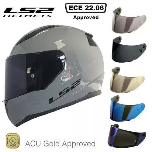 Ls2 Ff353 Rapid Solid Ece22.06 + Acu Gold Full Face Motorcycle Helmet Nardo Grey