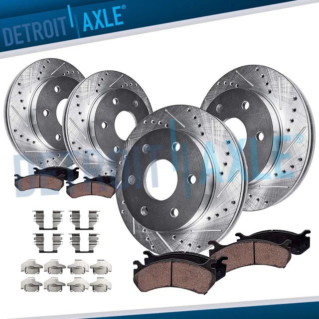 12& FRONT & 12.78" Rear Drilled Rotors Brake Pads for Chevy Silverado