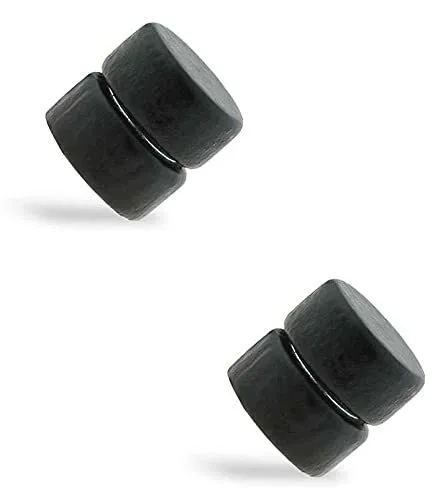 2pcs Magnetic Stud Earrings Organic Wood Non-Piercing Cheater Fake Ear Gauges