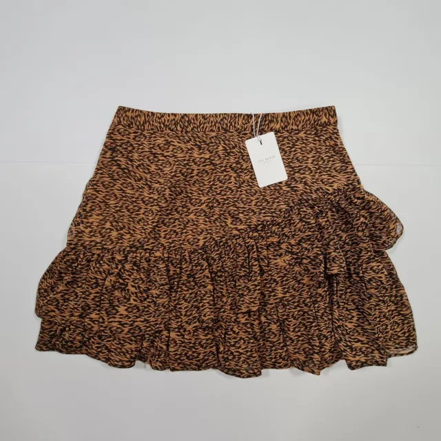 Ted Baker Womens Skirt Brown Medium Leopard Print Mini Short Length Ted 3