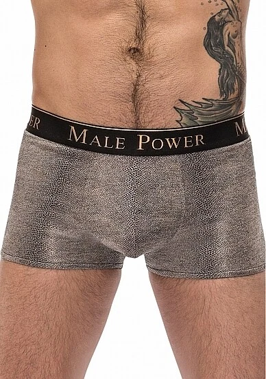 Pantaloni sexy boxer stampa pelle di serpente metallizzato S - XL designer eleganti fantastici