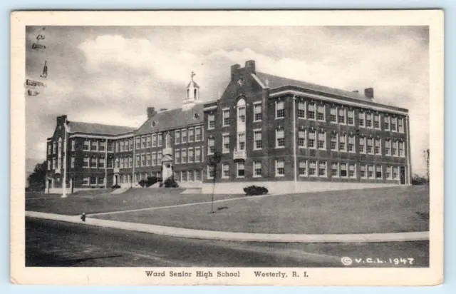 WESTERLY, Rhode Island RI ~ WARD SENIOR HIGH SCHOOL Washington County  Postcard