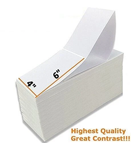 4000 Labels Fanfold 4x6 Direct Thermal Label Shipping Zebra ZP450 ZP505 1000