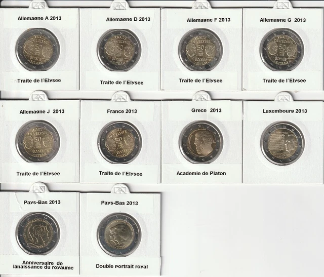 Pièces de 2€ commémoratives neuves de 2013