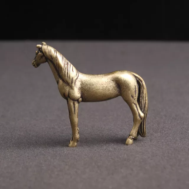 Solid Brass Steed Statue Horse Figurine Home Desktop Decor Gift Ornament Tea Pet