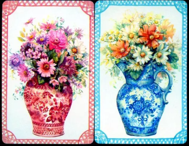 Vintage Pink And Blue Flowers  Swap Cards   Brand New Condition