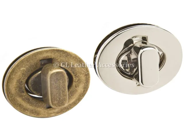 Oval Metal Purse Bag Twist Turn Lock 3.4cm x 2.64cm