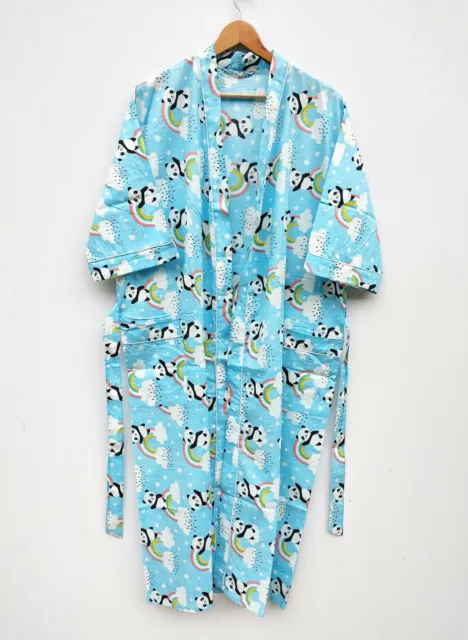 Beach Wear Kimono Baby Panda Print Girls Wear Cotton Kimono Resort Wear Robe
